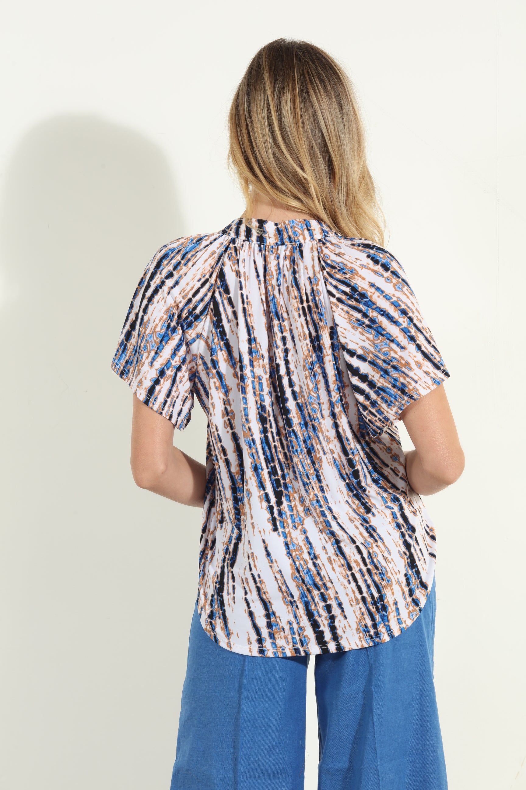 Reena Short Sleeve Stretch Split Neck Top sold by Veronica M product image thumbnail 4