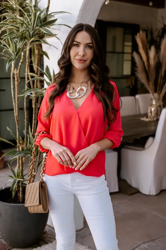 Coral Surplice Chiffon-FINAL SALE sold by Veronica M