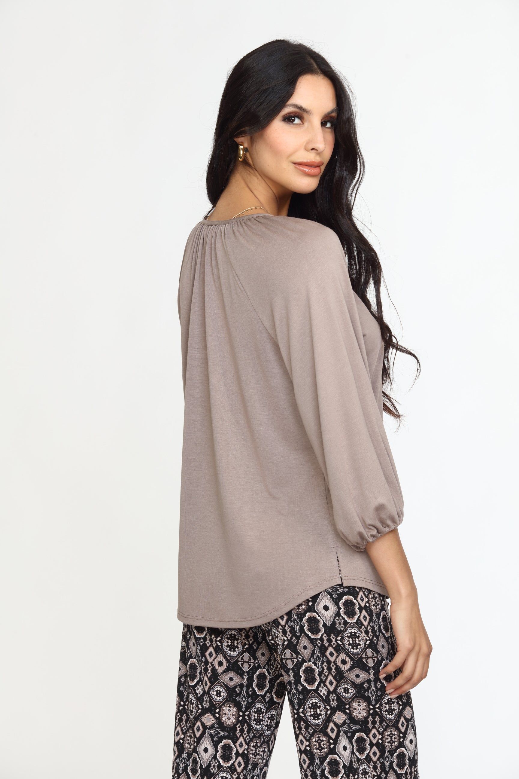 Chai Cupro Stretch Split Neck Top sold by Veronica M product image thumbnail 2