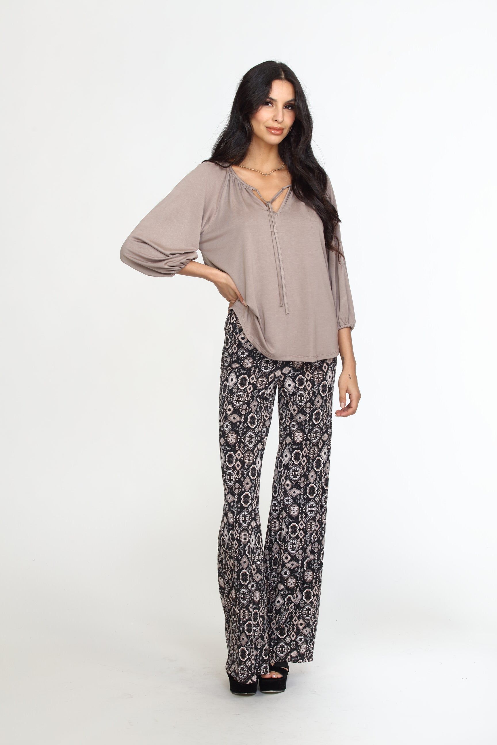 Chai Cupro Stretch Split Neck Top sold by Veronica M product image thumbnail 3