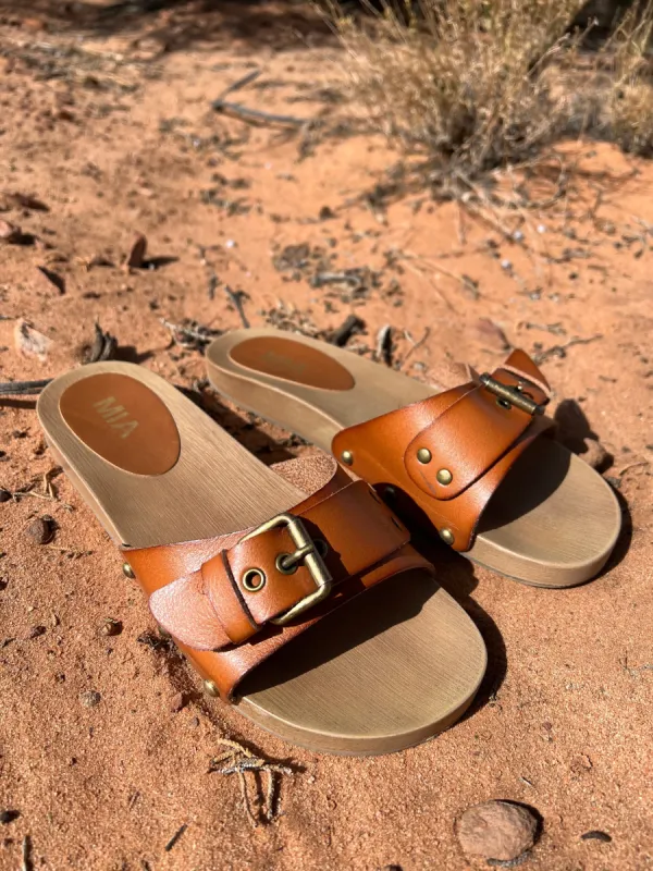 Thia Natural Slip-On Buckle Sandals-FINAL SALE sold by Veronica M