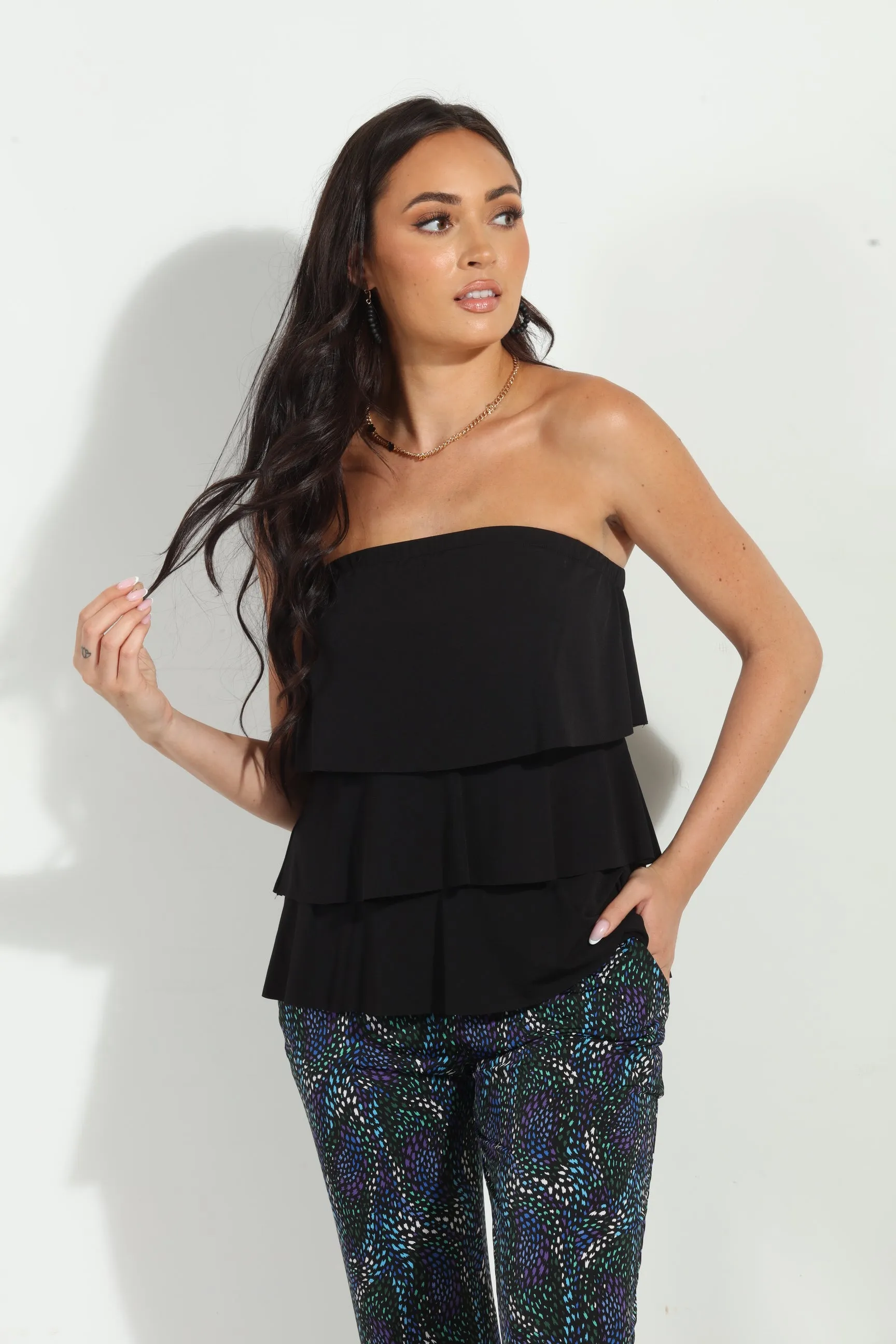 Black Ruffle Tube Top-BEST SELLER sold by Veronica M product image thumbnail 3
