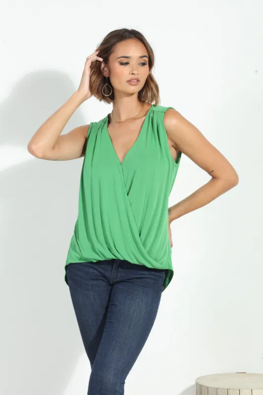 The Everyday Cupro Surplice Tank - Lime-FINAL SALE sold by Veronica M