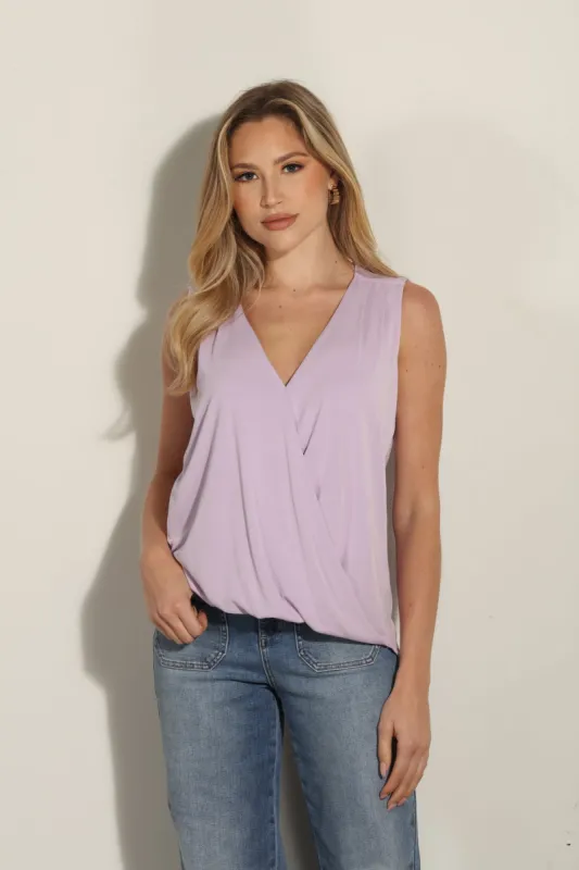 The Everyday Cupro Surplice Tank - Lavender sold by Veronica M