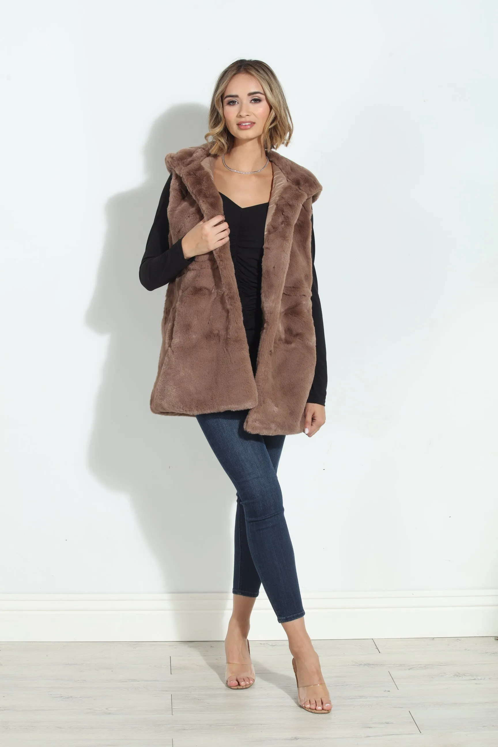 Tan Faux Fur Hooded Vest-FINAL SALE sold by Veronica M product image thumbnail 4
