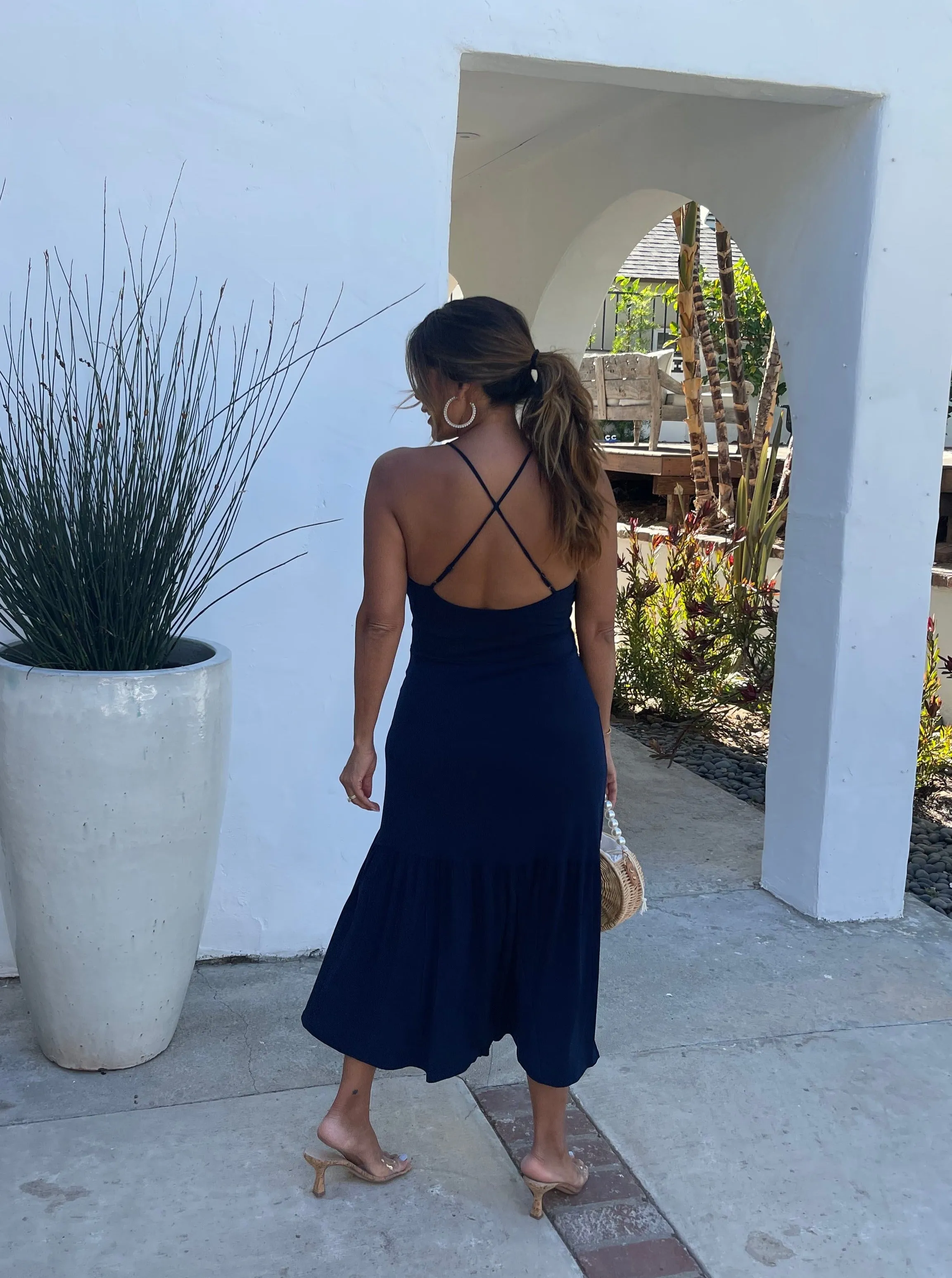 Navy Stretch X Back Midi Dress-FINAL SALE sold by Veronica M product image thumbnail 3