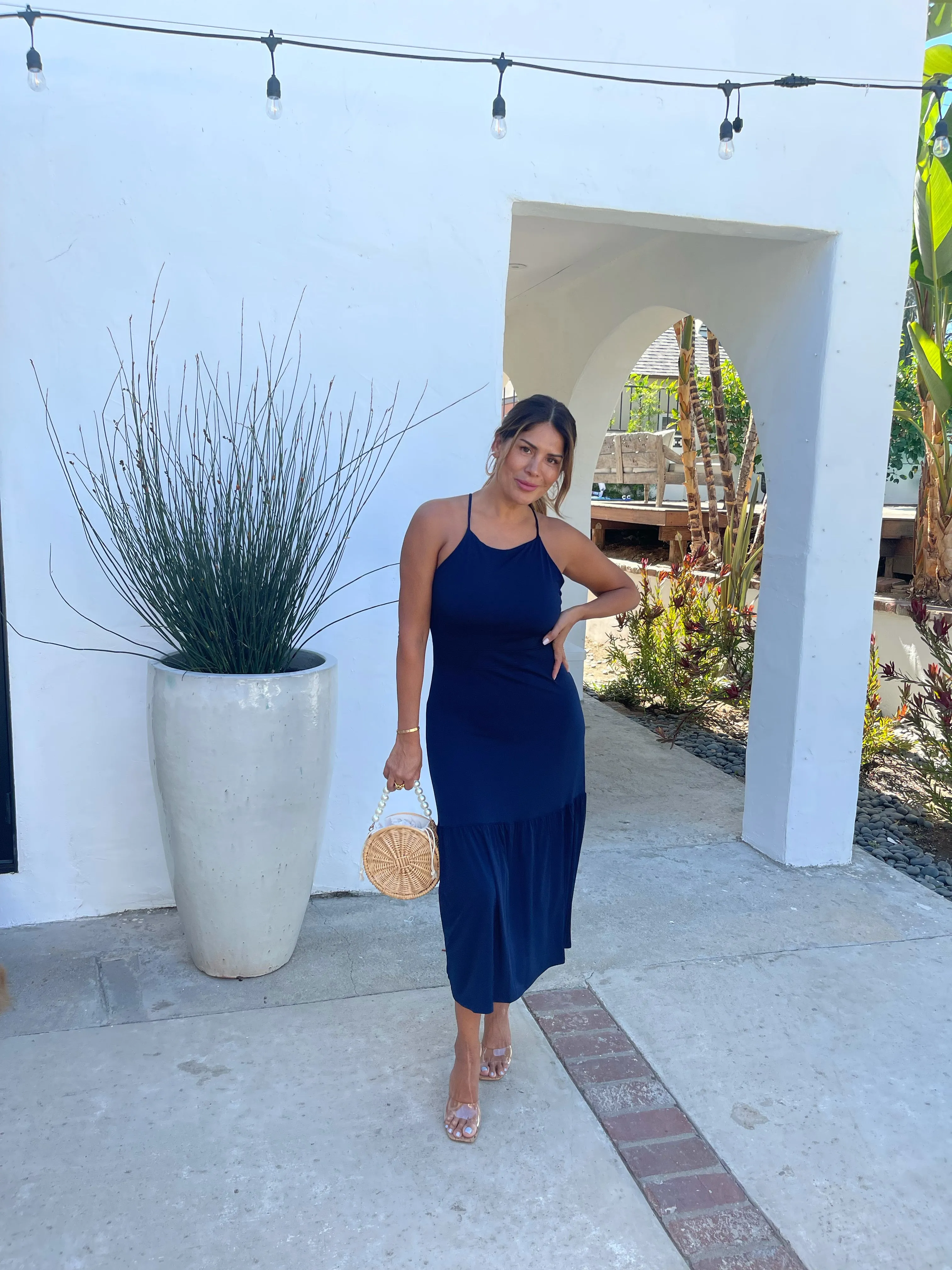 Navy Stretch X Back Midi Dress-FINAL SALE sold by Veronica M product image thumbnail 5