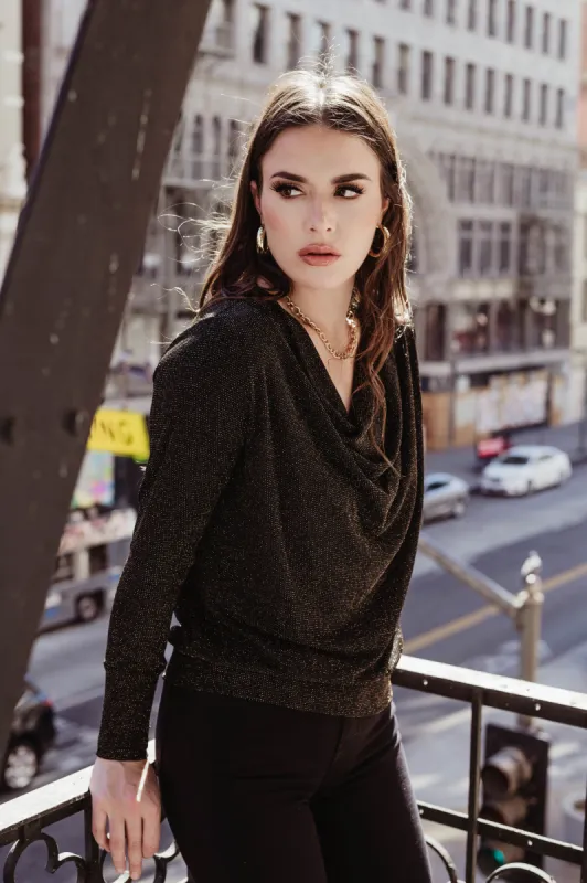 Gold Shimmer Cowl Neck Top-FINAL SALE sold by Veronica M