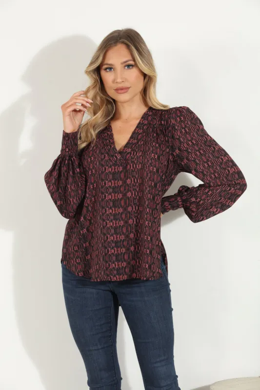 Juniper V Neck Cuffed Blouse sold by Veronica M