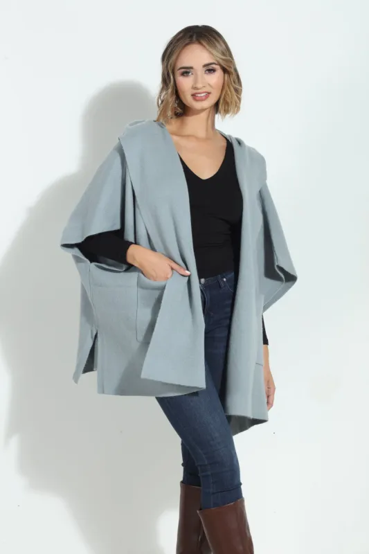 Dusk Blue Cozy Hooded Poncho-FINAL SALE sold by Veronica M