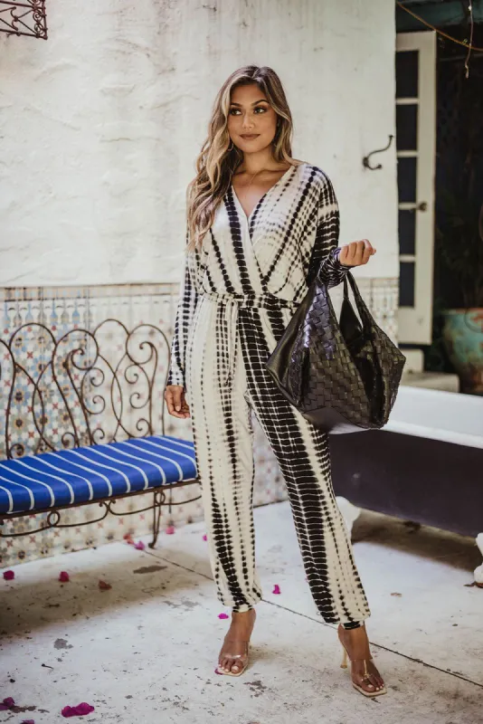 Black & White Bamboo Tiedye Jumpsuit-FINAL SALE sold by Veronica M