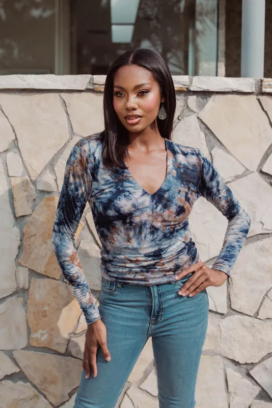 Denim Tie  Dye Lined Top - FINAL SALE sold by Veronica M
