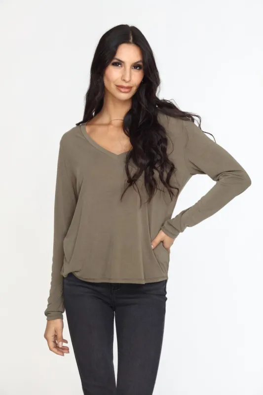 Olive Cupro Long Sleeve Tee-FINAL SALE sold by Veronica M
