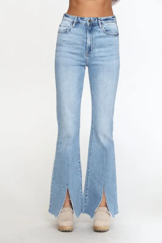 Happi Front Slit Flare Jeans - Medium Light-FINAL SALE sold by Veronica M