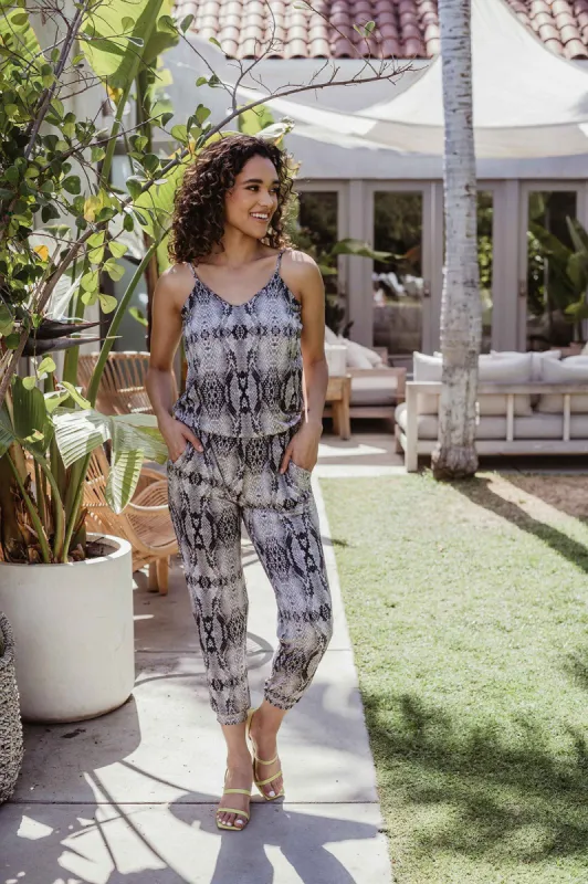 Boa Snake Print Stretch Drop Waist Jumpsuit - FINAL SALE sold by Veronica M