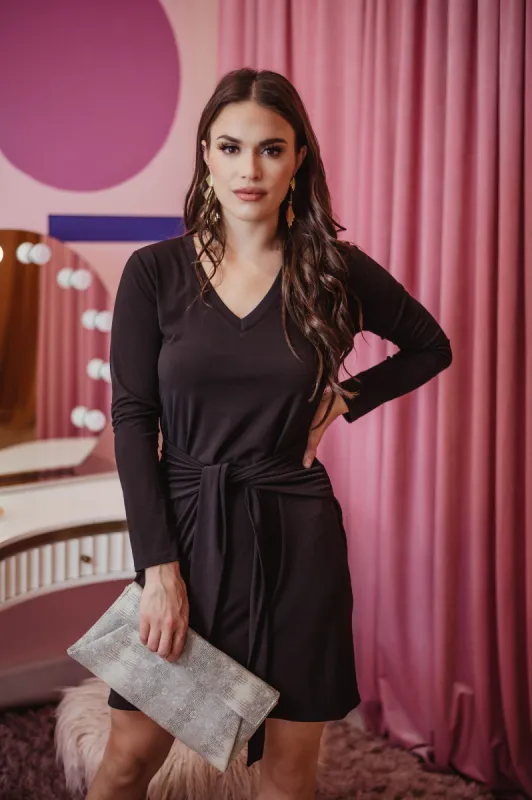 Black Stretch Dress with Tie - FINAL SALE sold by Veronica M