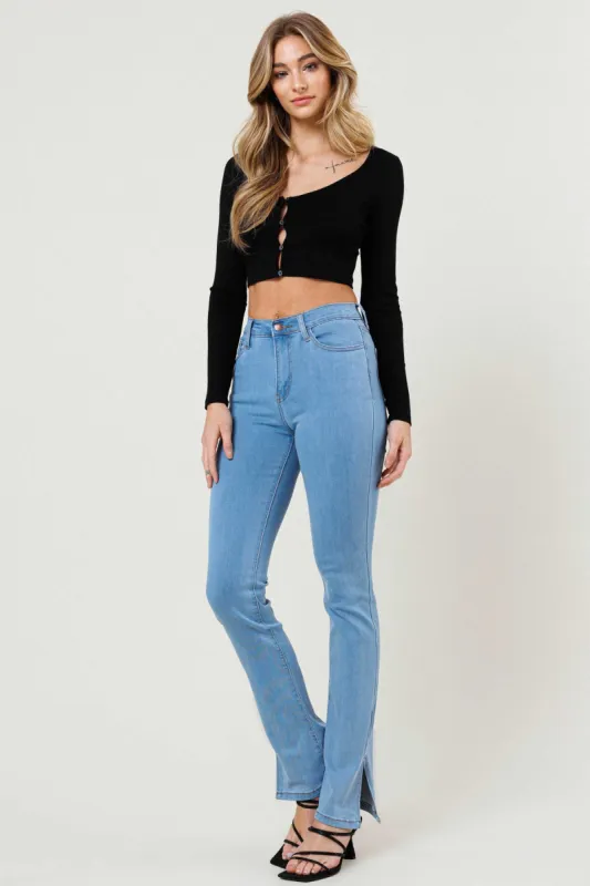 Side Slit Bootcut Jeans sold by Vibrant