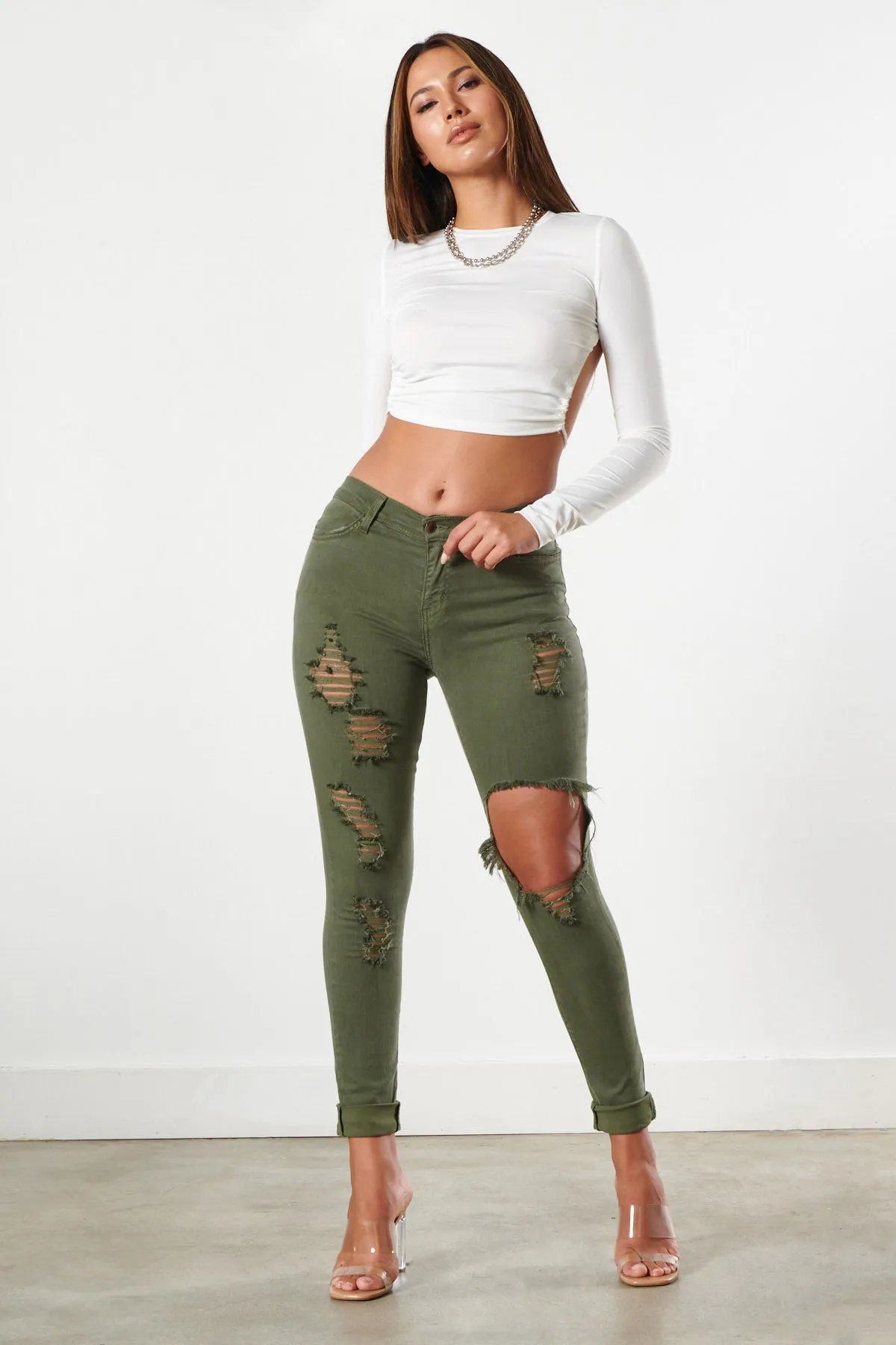 Freebird Destroyed Skinny Jeans sold by Vibrant