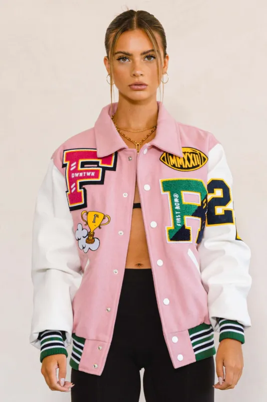 PINK LETTERMAN VARSITY JACKET sold by Vibrant