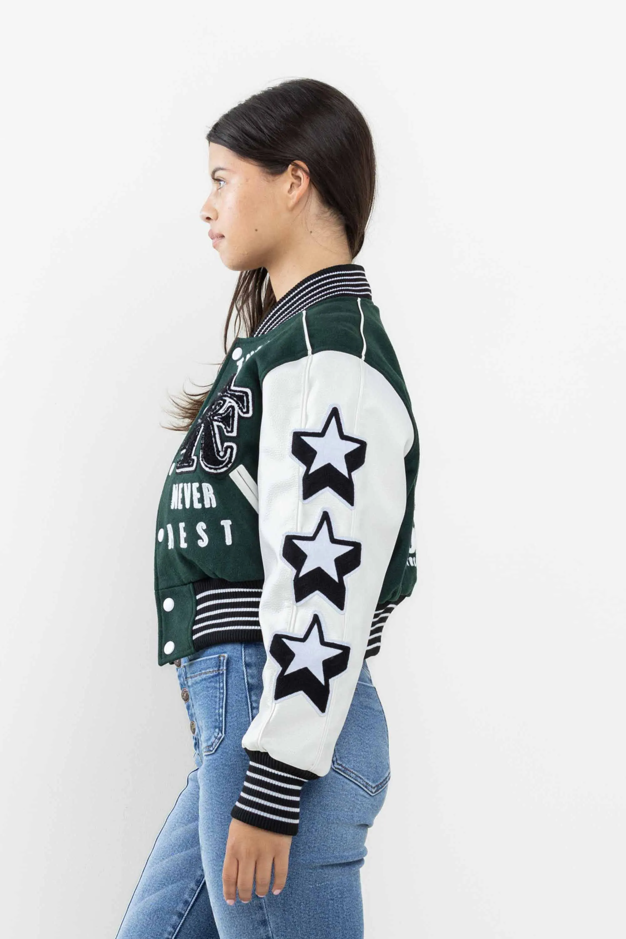 THE BEST CHAMPIONSHIP CROPPED VARSITY JACKET sold by Vibrant product image thumbnail 4