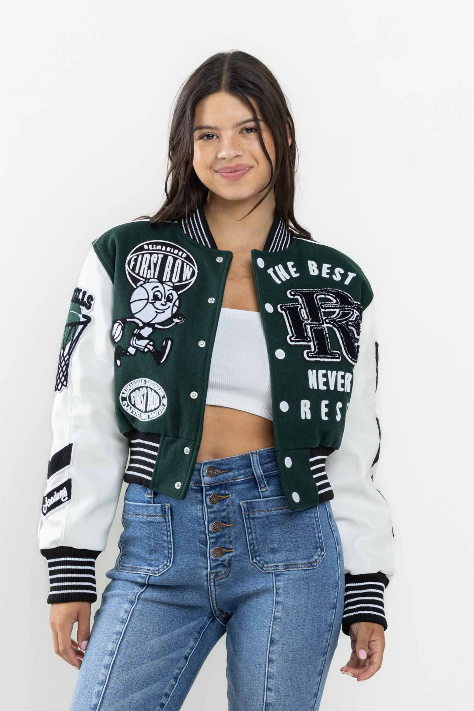 THE BEST CHAMPIONSHIP CROPPED VARSITY JACKET sold by Vibrant product image thumbnail 2