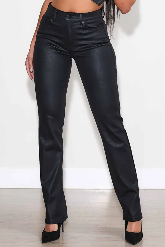 Coated Slim Straight Pants sold by Vibrant