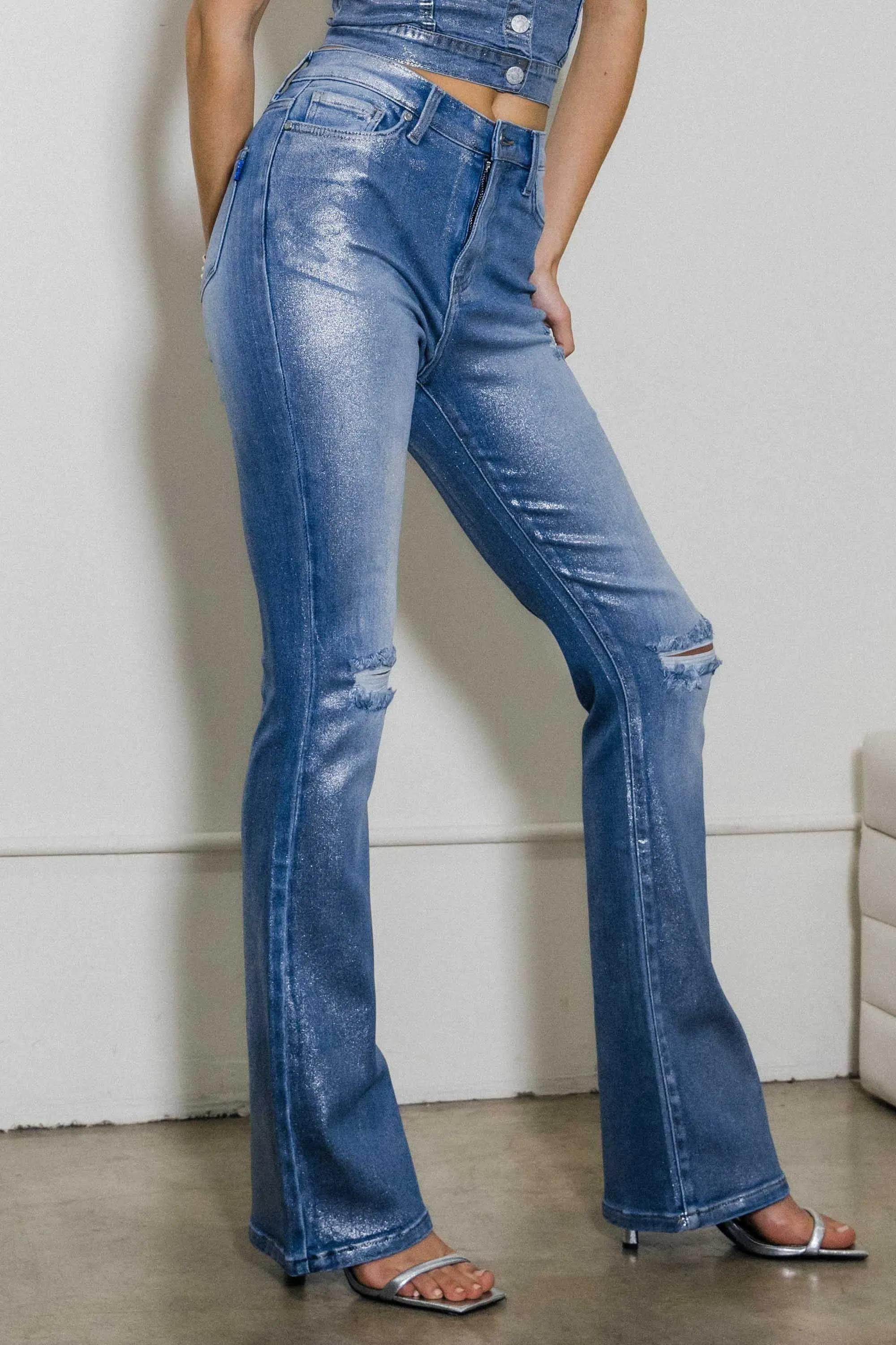 Silver Foil Bootcut Jeans sold by Vibrant product image thumbnail 2