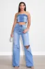 Front Cut Wide Leg Jeans sold by Vibrant