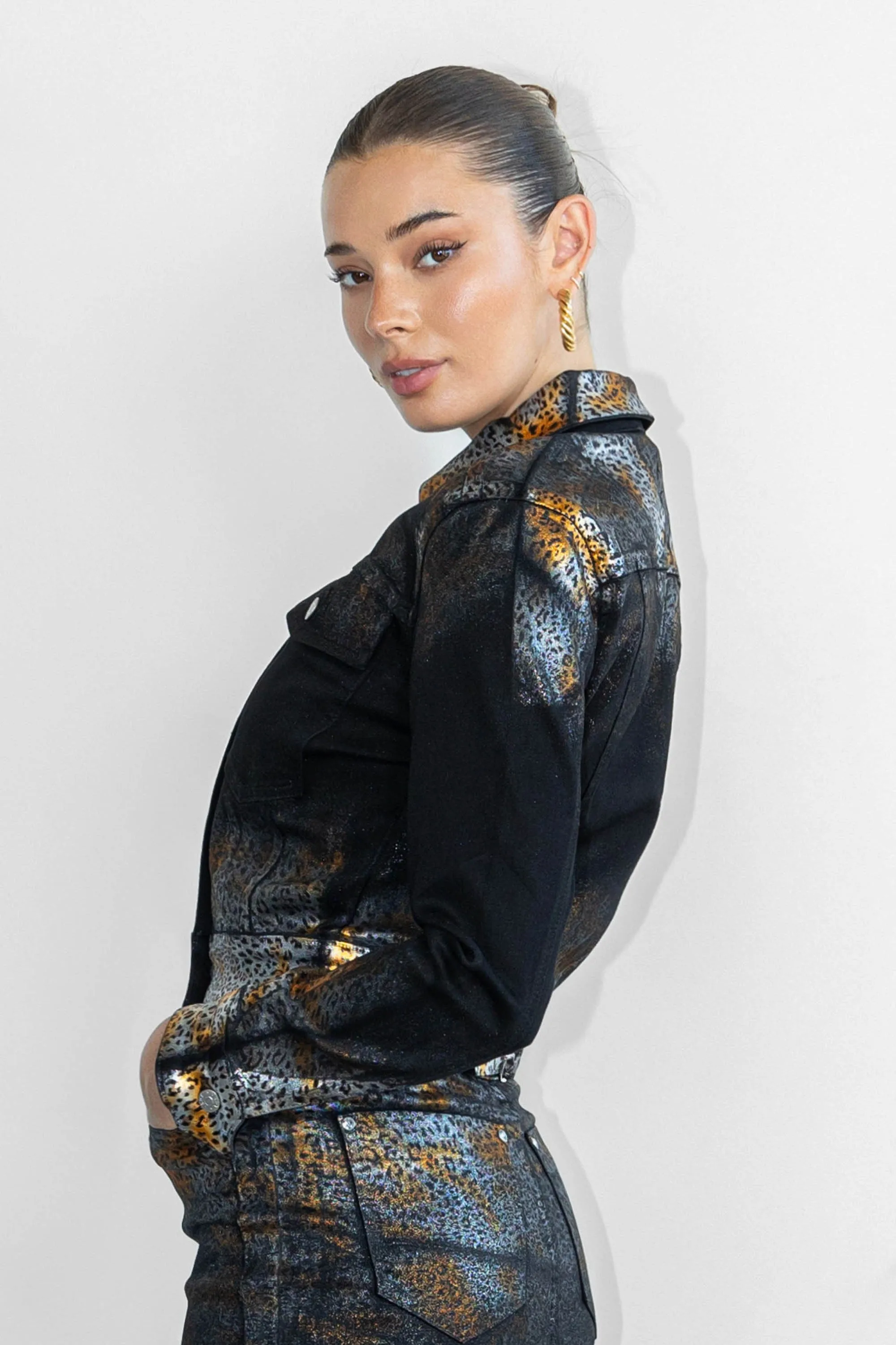 Leopard Print Trucker Jacket sold by Vibrant product image thumbnail 2