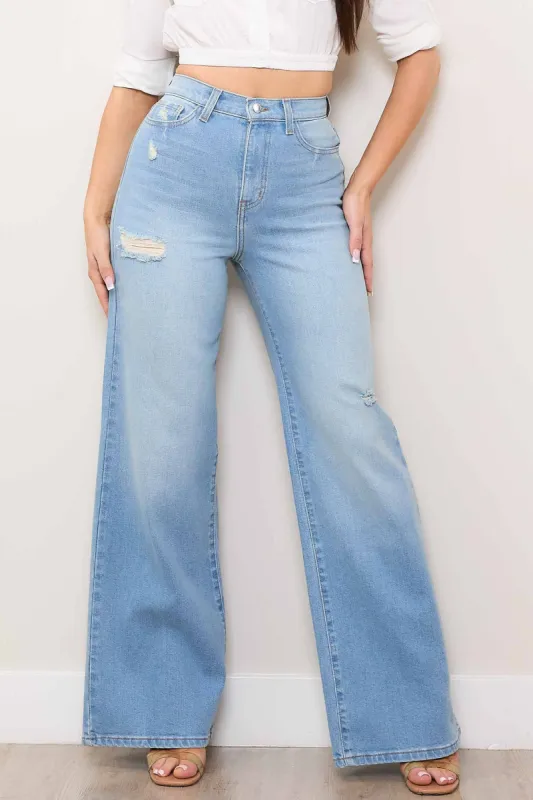 Mini Distress Wide Leg Jeans made by Vibrant