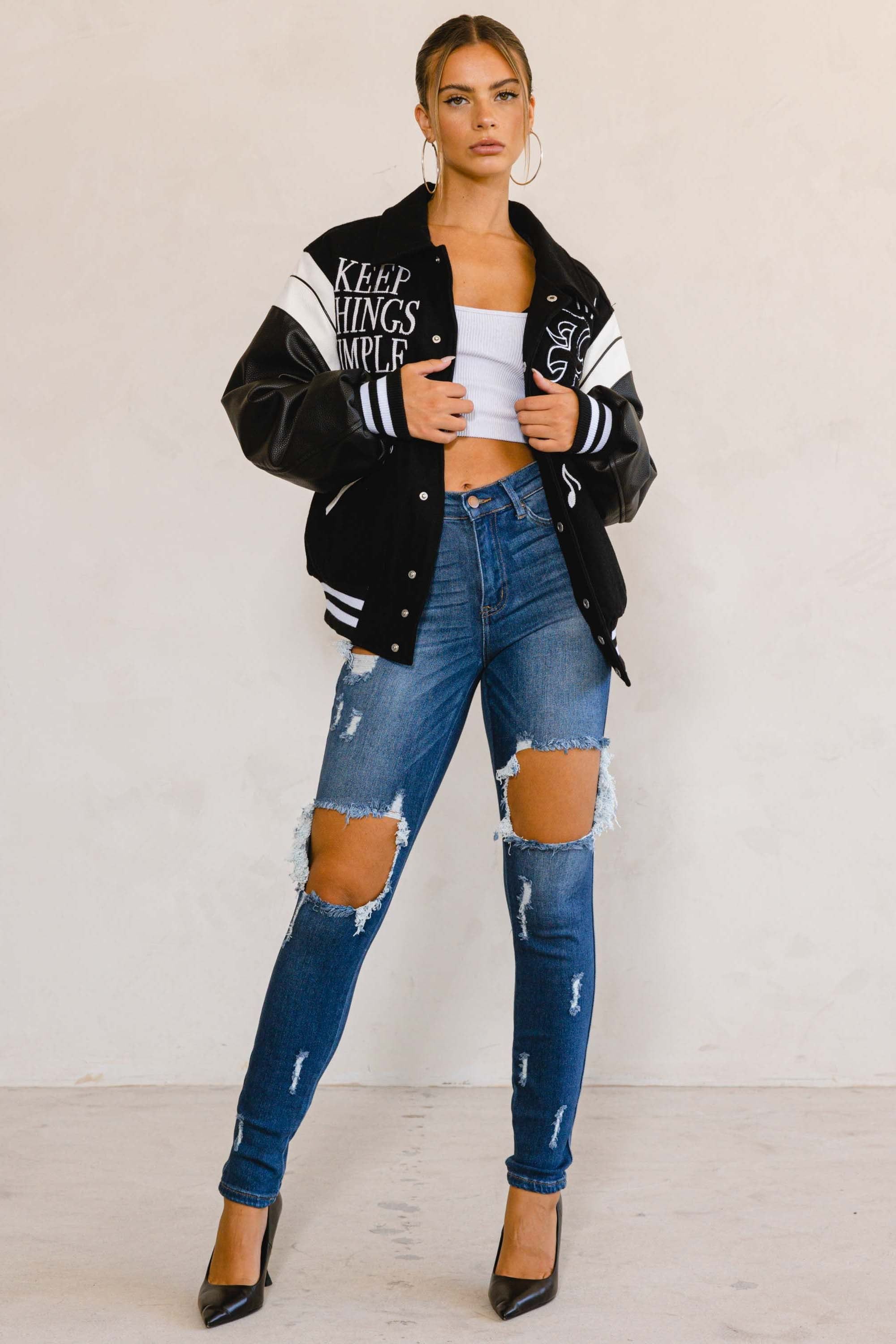 BLACK YIN&YANG VARSITY JACKET sold by Vibrant product image thumbnail 5