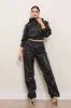 Vegan Leather Elastic Waist Band Baggy Pants sold by Vibrant