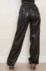 Vegan Leather Elastic Waist Band Baggy Pants sold by Vibrant