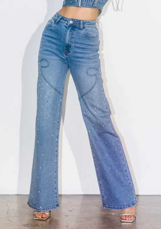 Star Rhinestones Wide Leg Jeans sold by Vibrant