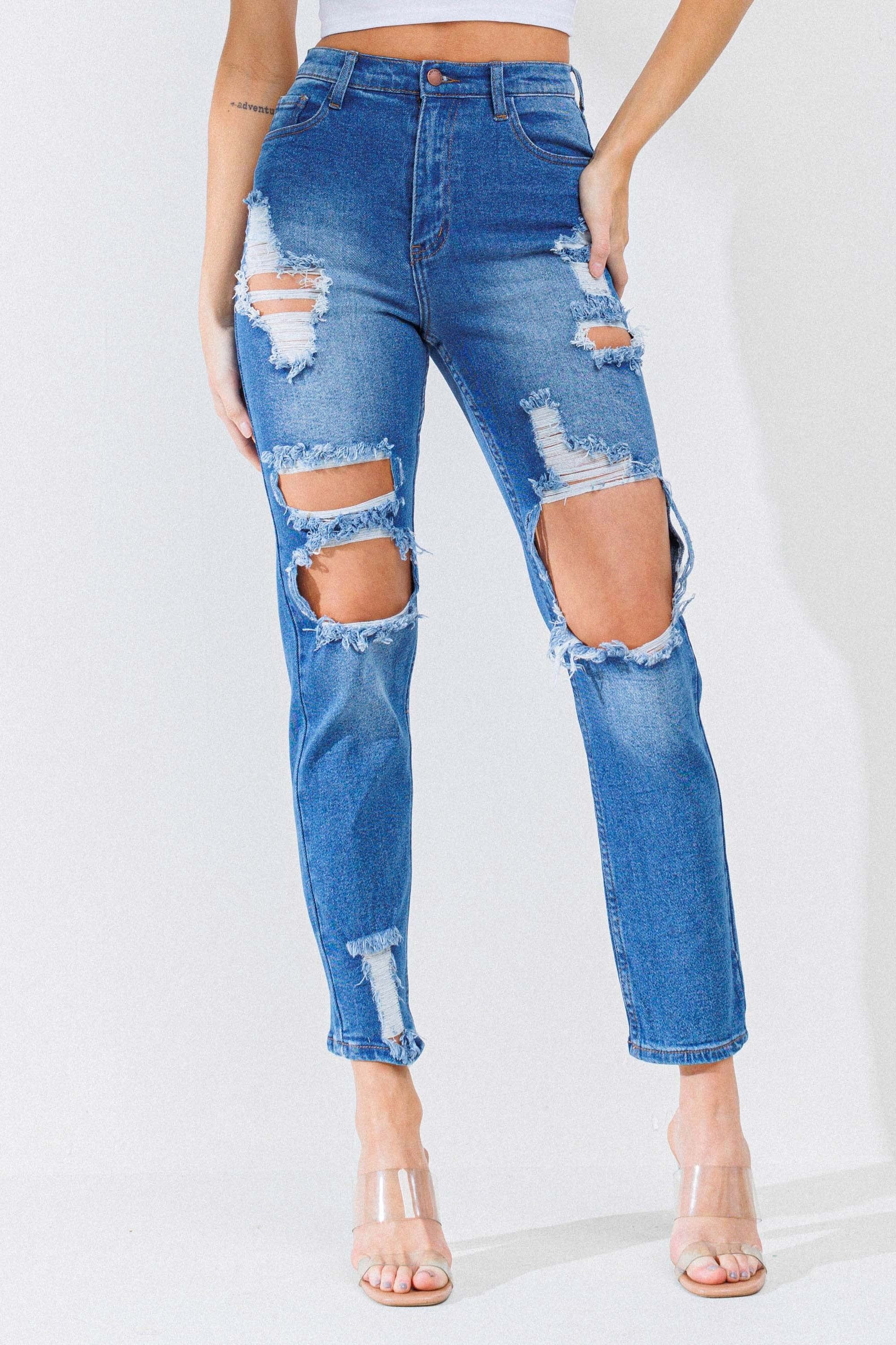 New Distressed Vintage Tint Straight Jeans sold by Vibrant product image thumbnail 4