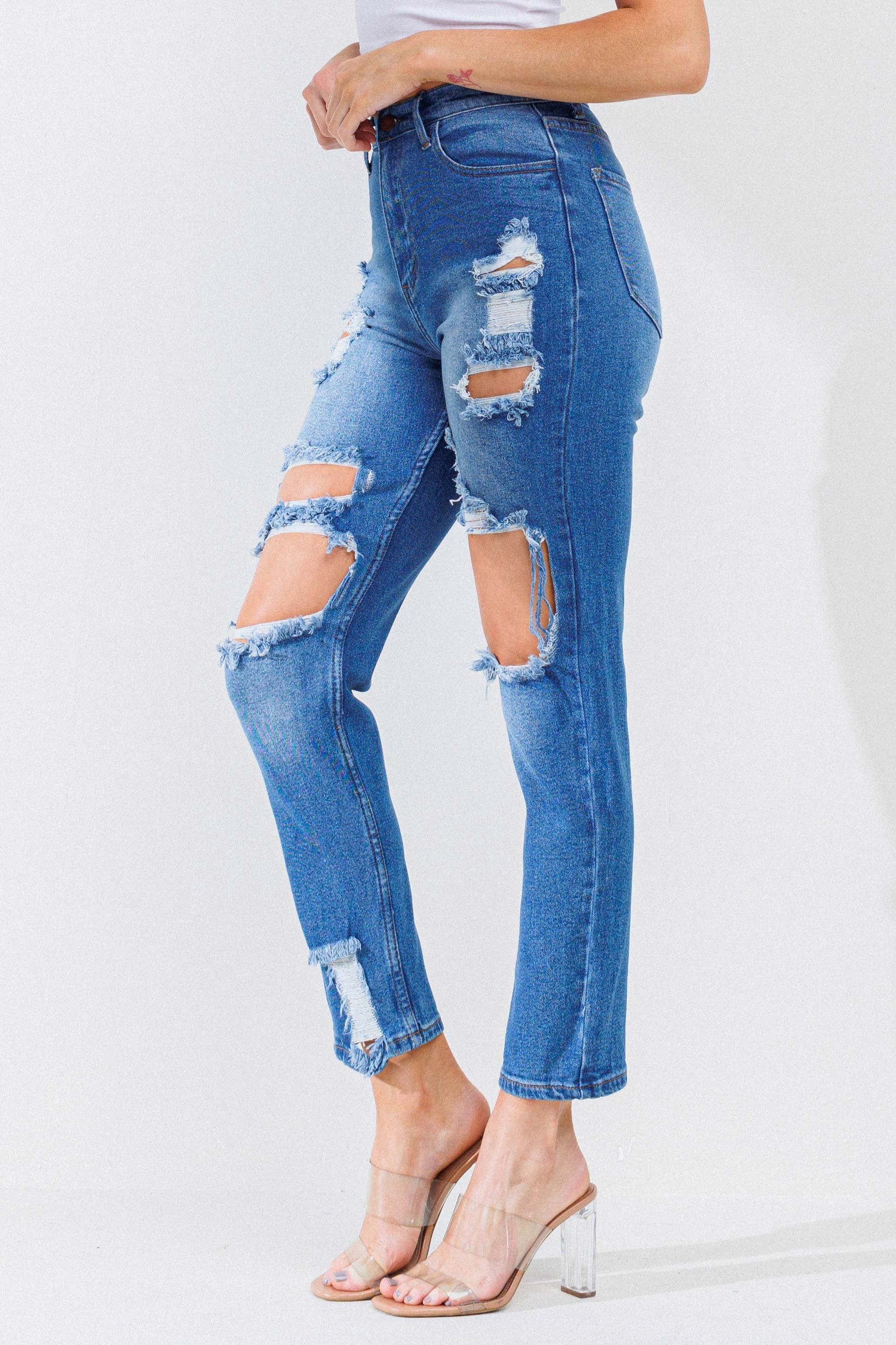 New Distressed Vintage Tint Straight Jeans sold by Vibrant product image thumbnail 5