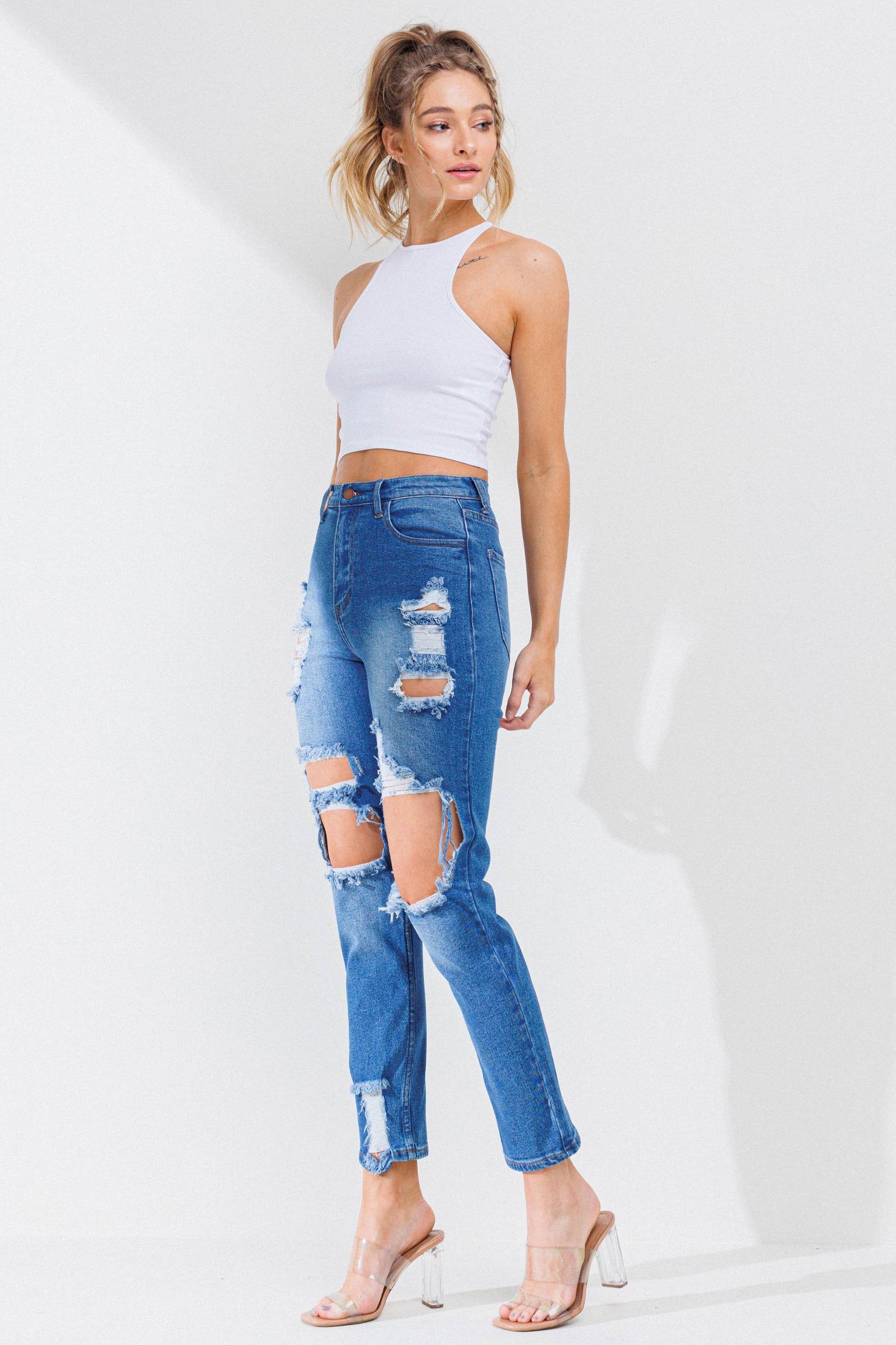 New Distressed Vintage Tint Straight Jeans sold by Vibrant product image thumbnail 2