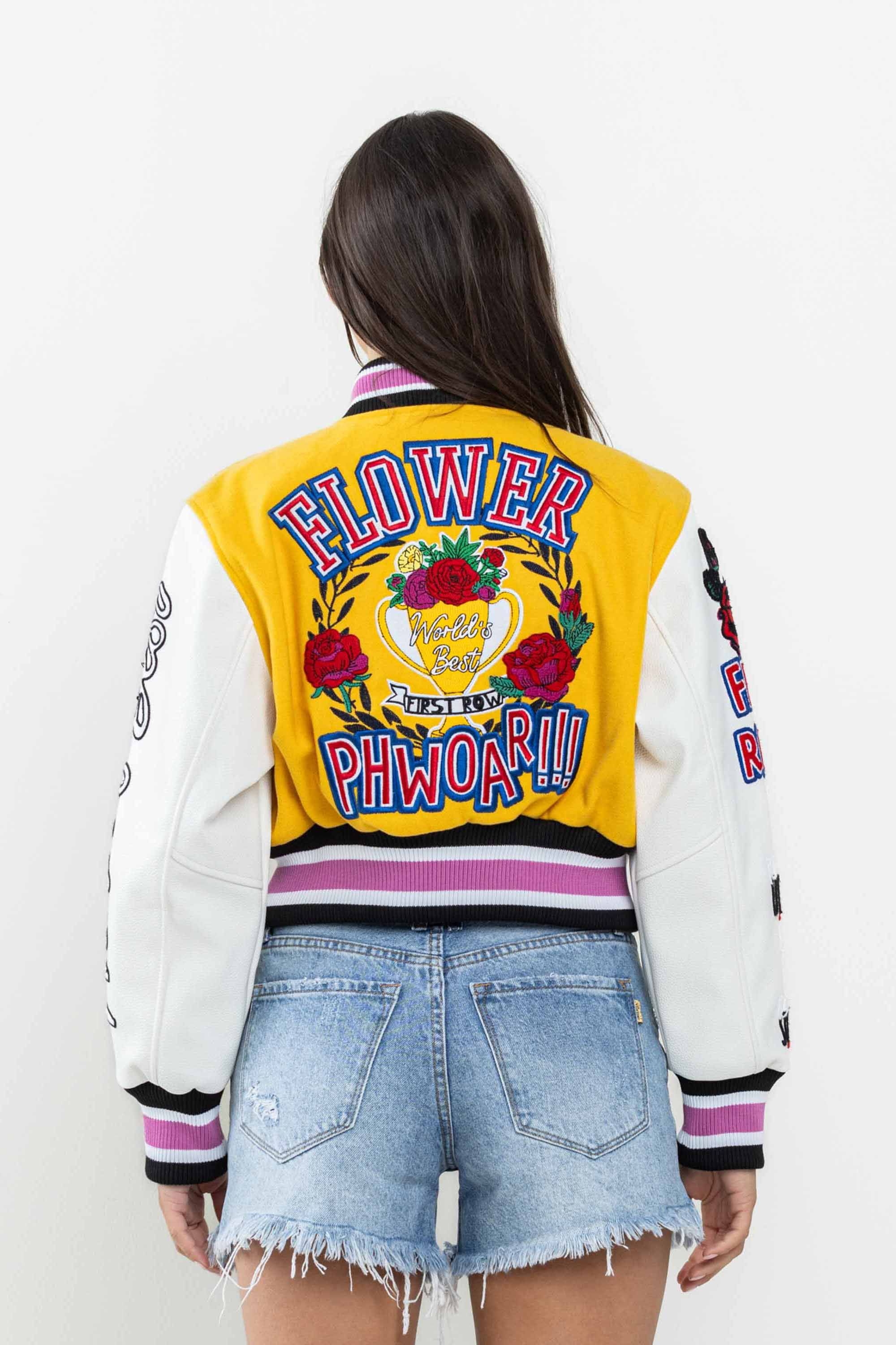 FLOWER PHWOAR CROPPED VARSITY JACKET sold by Vibrant product image thumbnail 5