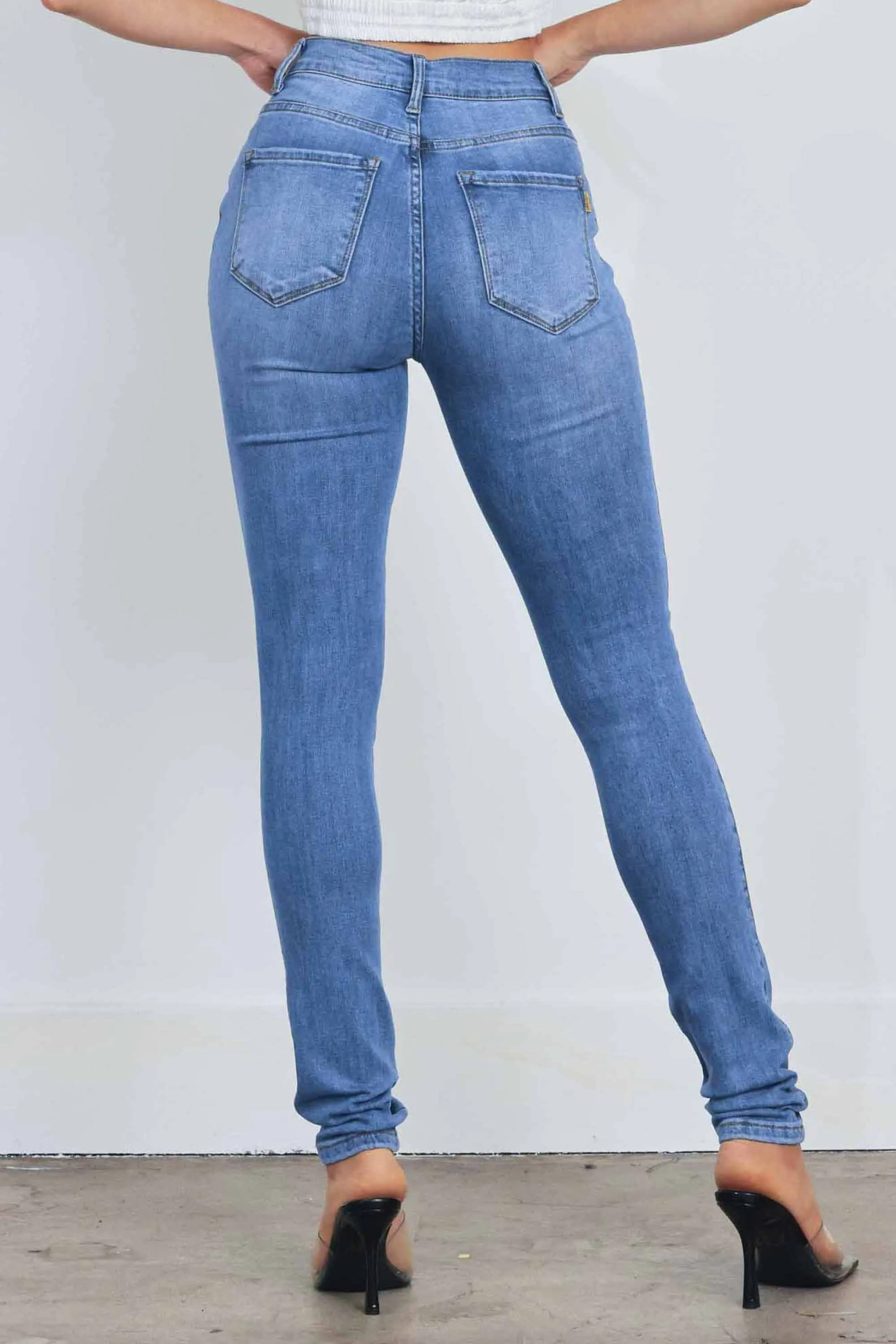 Whisker Wash Skinny Jeans sold by Vibrant product image thumbnail 3