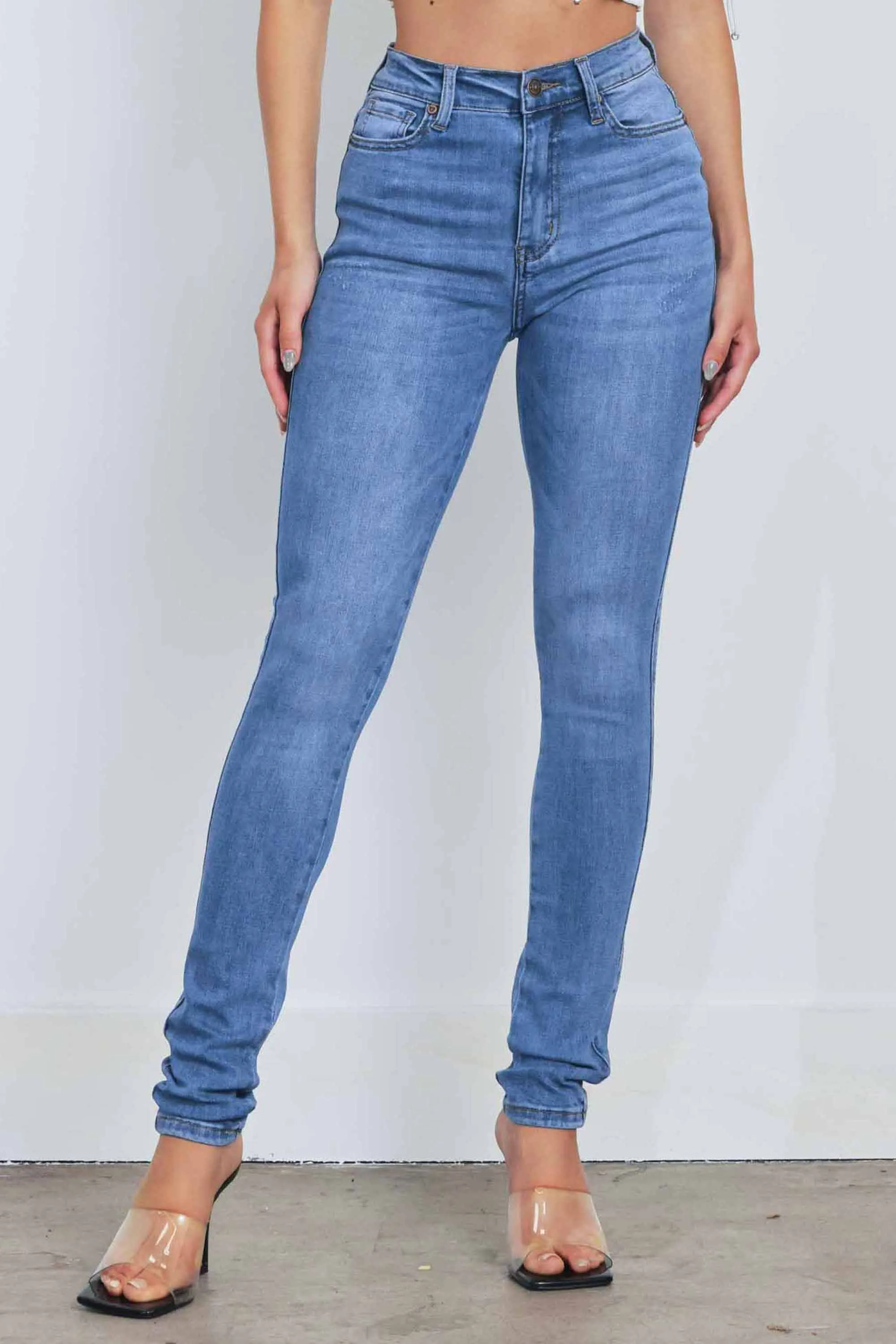 Whisker Wash Skinny Jeans sold by Vibrant