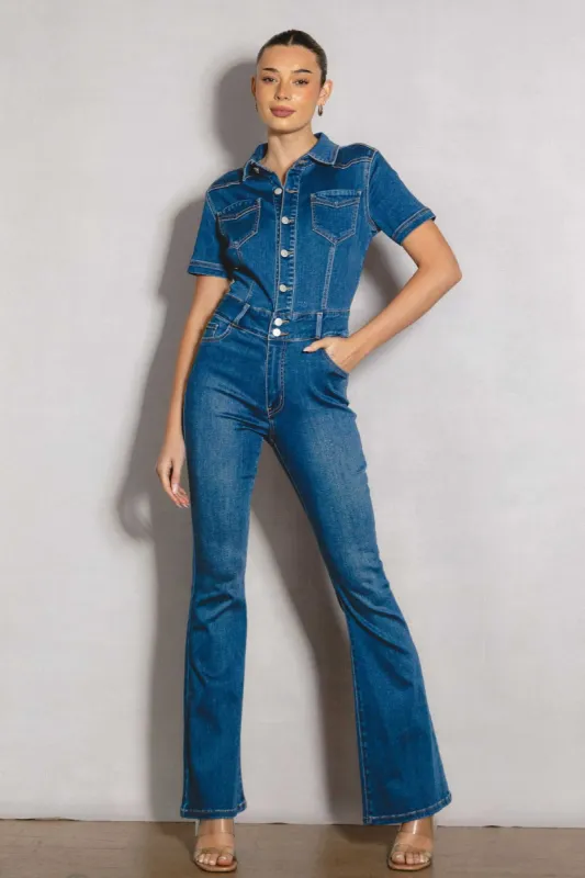Bootcut Denim Jumpsuit sold by Vibrant