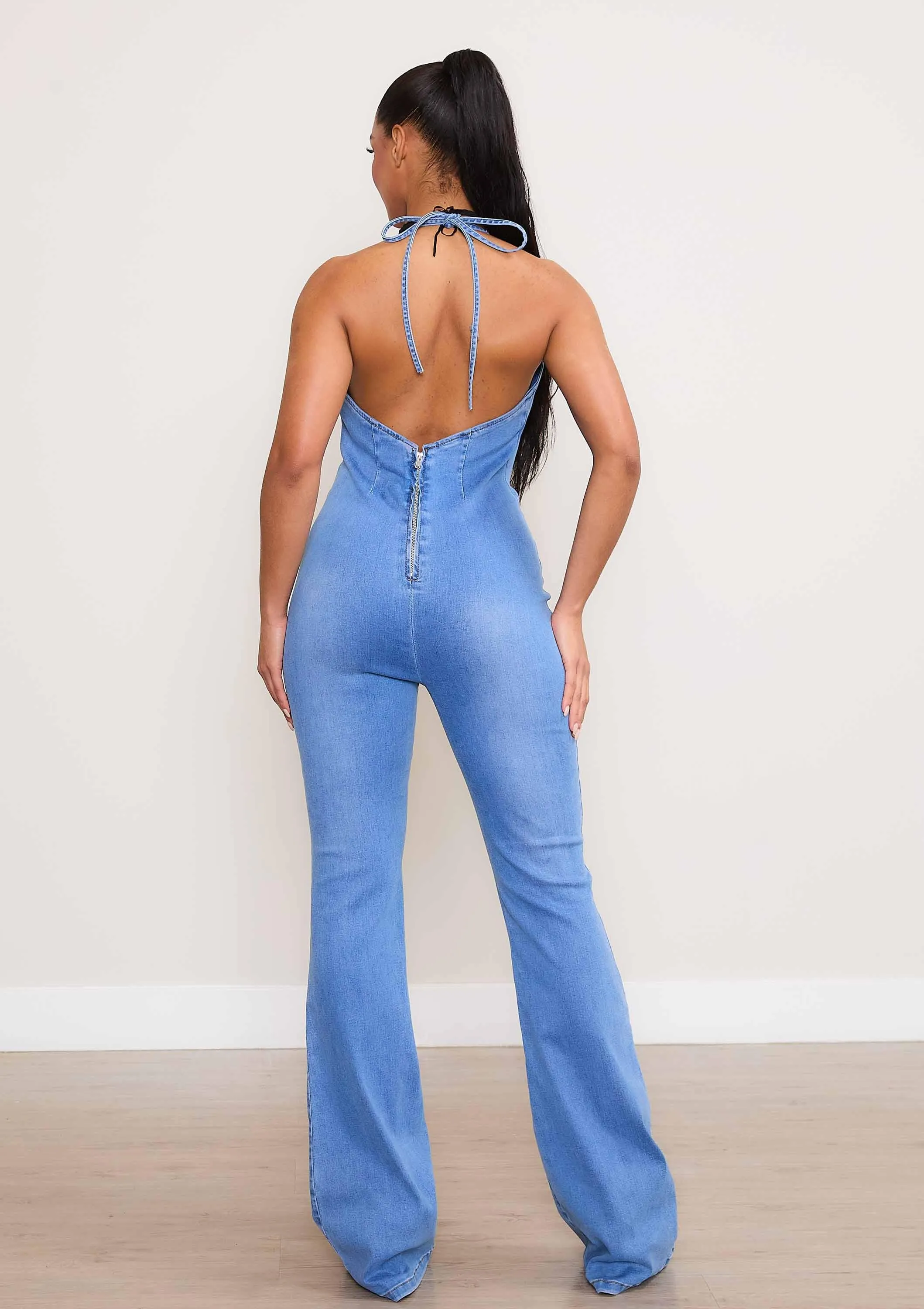 Halter Top Scoop Back Bootcut Jumpsuit sold by Vibrant product image thumbnail 4