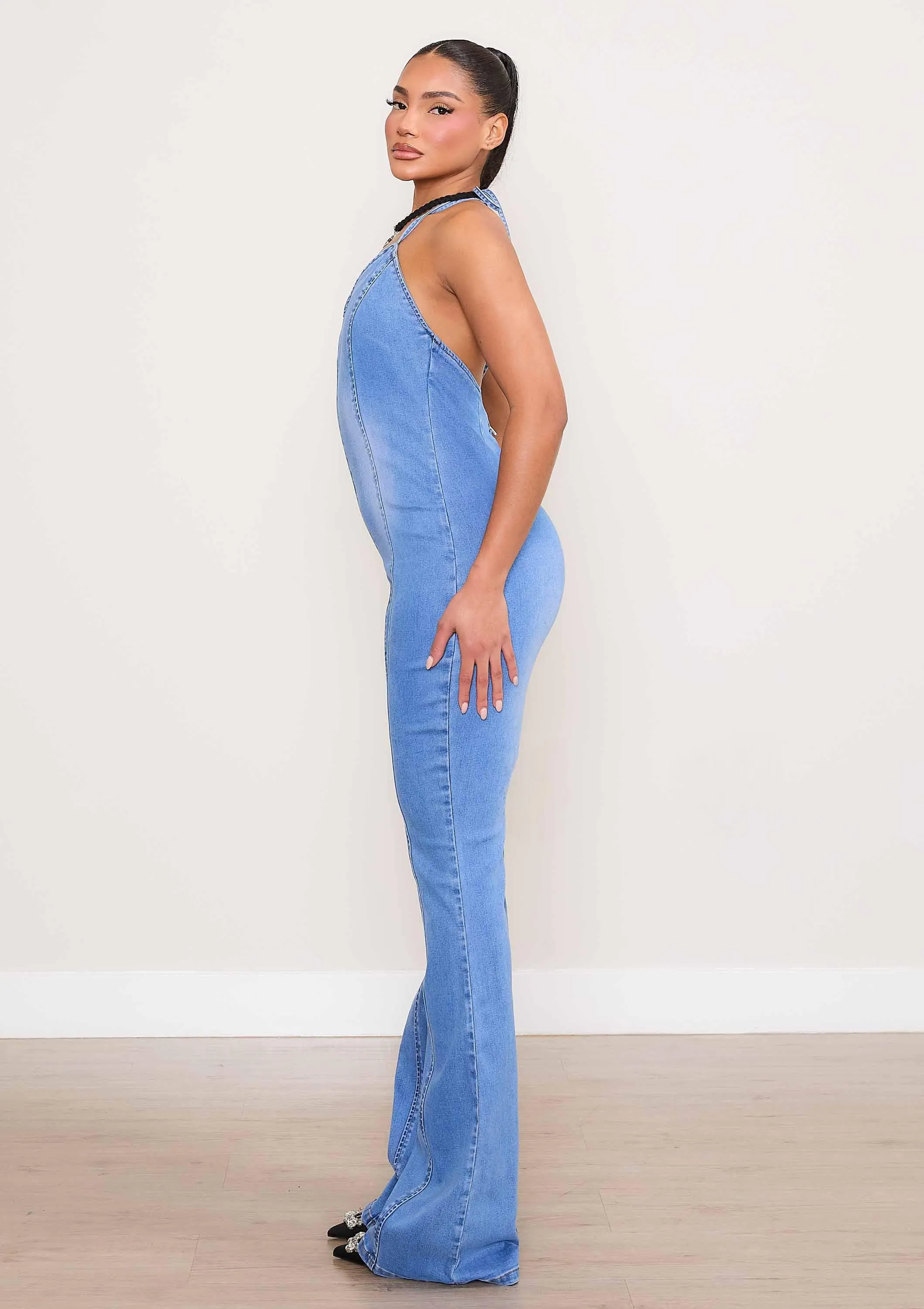 Halter Top Scoop Back Bootcut Jumpsuit sold by Vibrant product image thumbnail 3