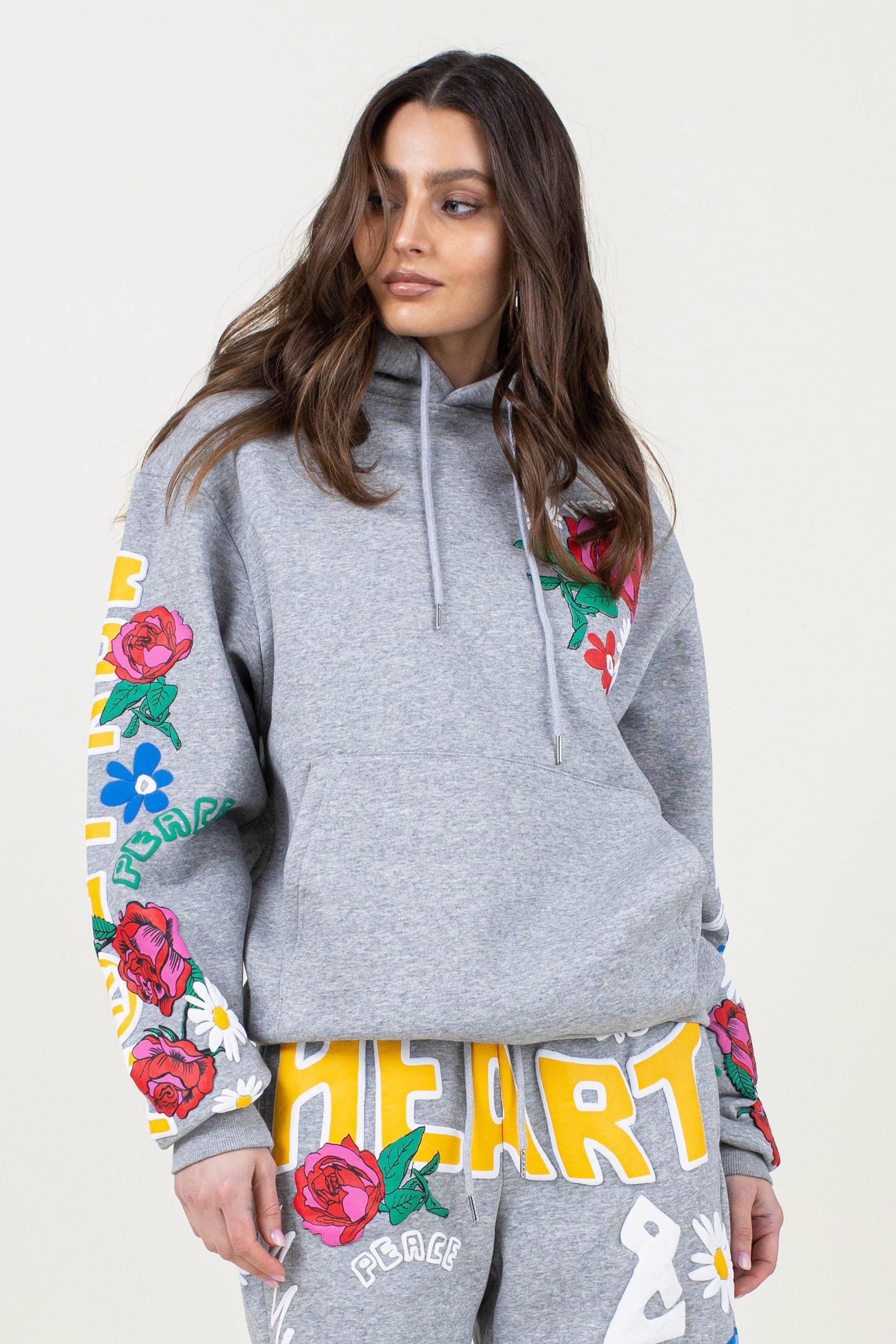 Heart & Mind Puff Print & Chest Emb Logo Hoodie sold by Vibrant