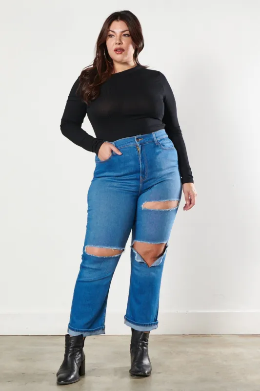 PLUS In the Clouds Mom Jeans sold by Vibrant