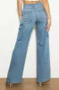 Crossed Waist Wide Cargo Jeans sold by Vibrant
