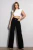 High Rise Crossed Waist Wide Jeans sold by Vibrant