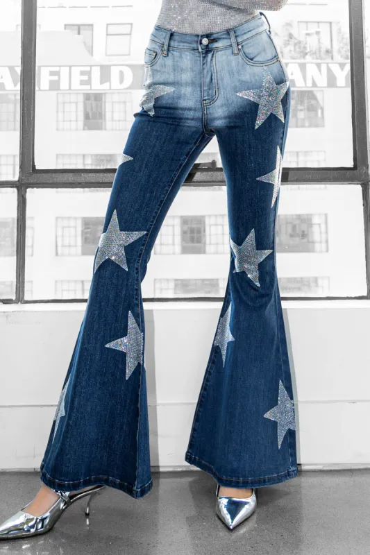 [XPT055] Deep Ocean Flare Jeans sold by Vibrant