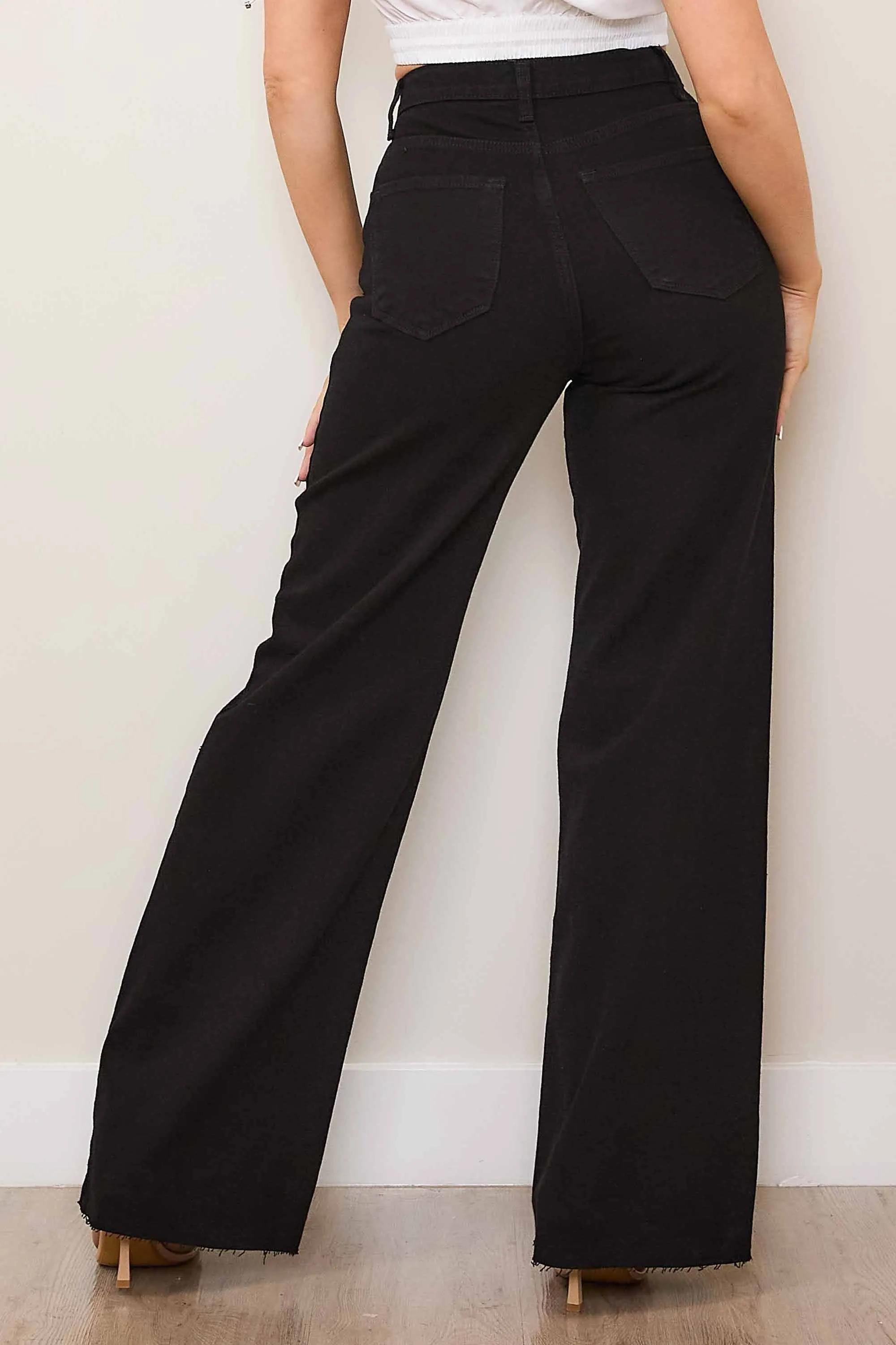 High-Rise Crossed Waist Wide Leg Jeans sold by Vibrant product image thumbnail 3