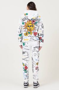 Back to School All over hand drawing & chenille patch jogger pants sold by Vibrant